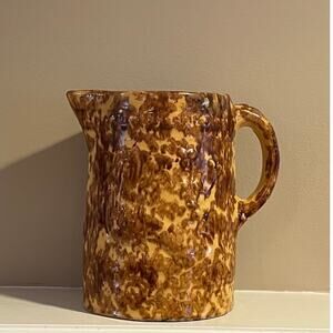 Antique Bennington Pottery Large Pitcher, Embossed Peacock Design